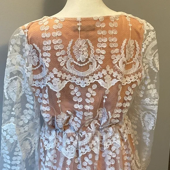 Boohoo White Lace Long Sleeve Dress - Picture 5 of 9